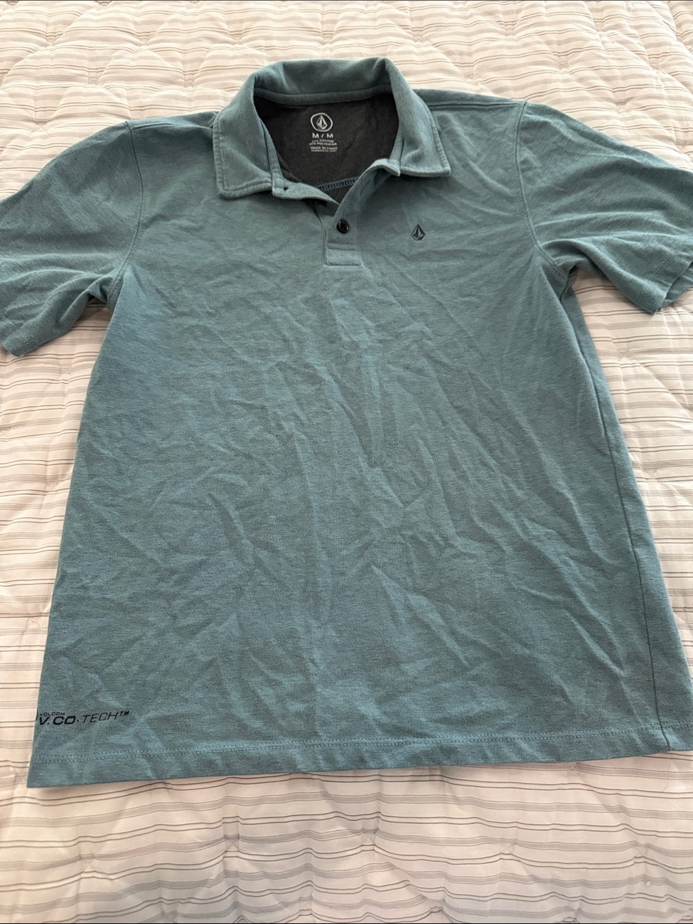 Volcom Teal Polo Shirt with Embroidered Logo